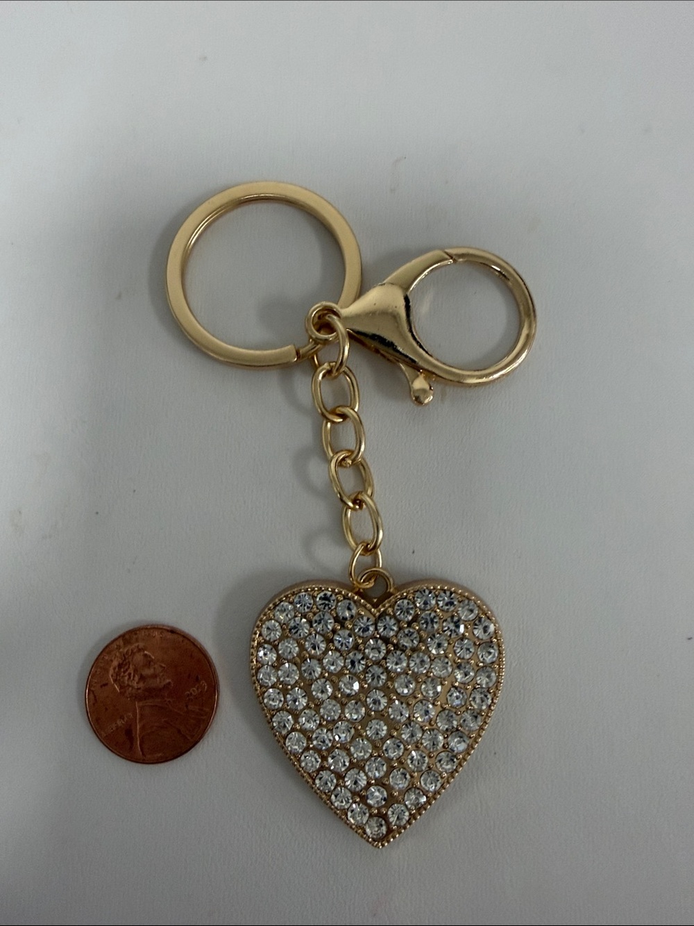 Gold Heart Crystal Keychain - Sparkling Heart Charm